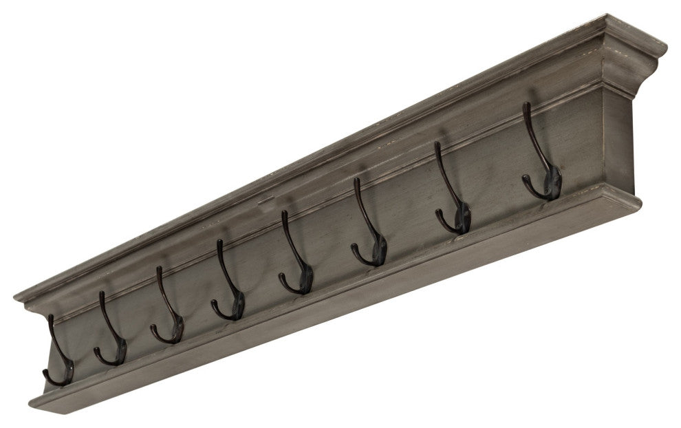 Rustic Antiqued Gray Eight Hook Hanging Coat Rack