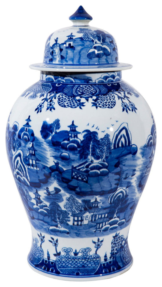 Mountain Pagoda Temple Jar Large