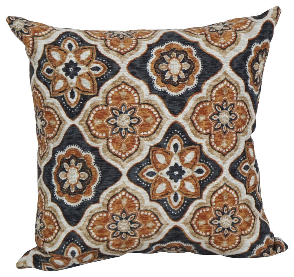 17" Square Polyester Outdoor Throw Pillows, Set of 4, Adonis Caramel