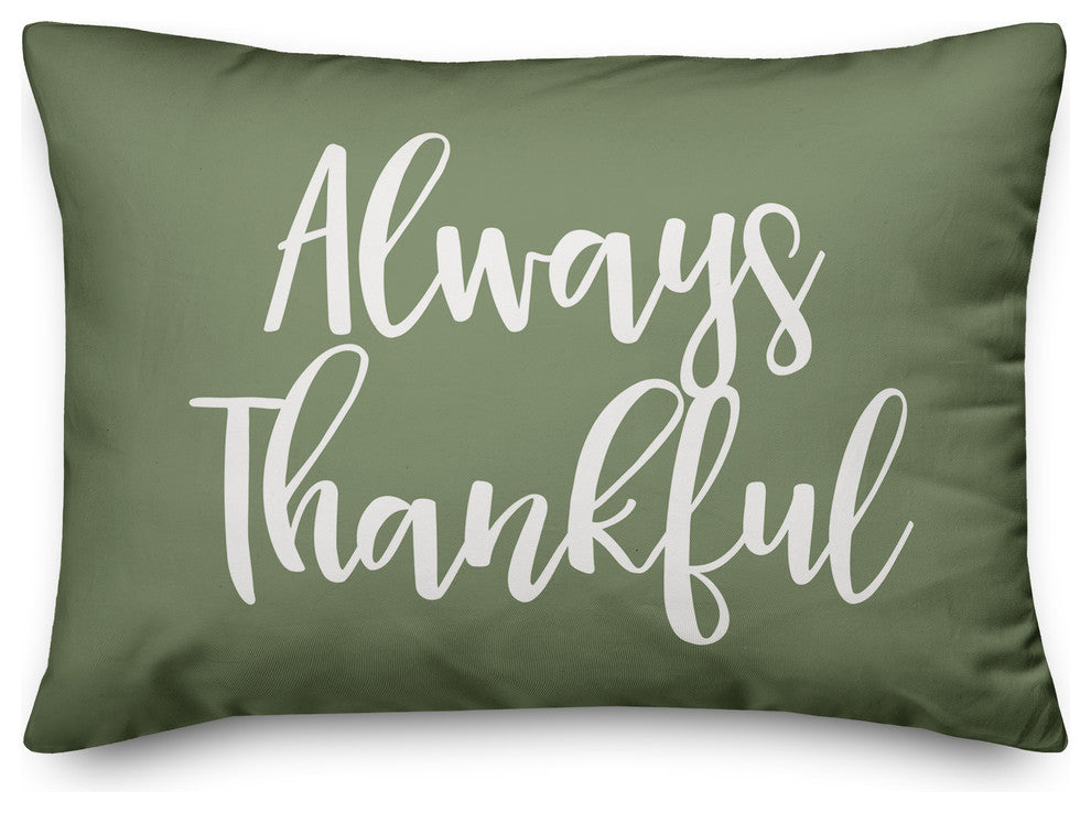 Always Thankful Lumbar Pillow, Green, 14"x20"