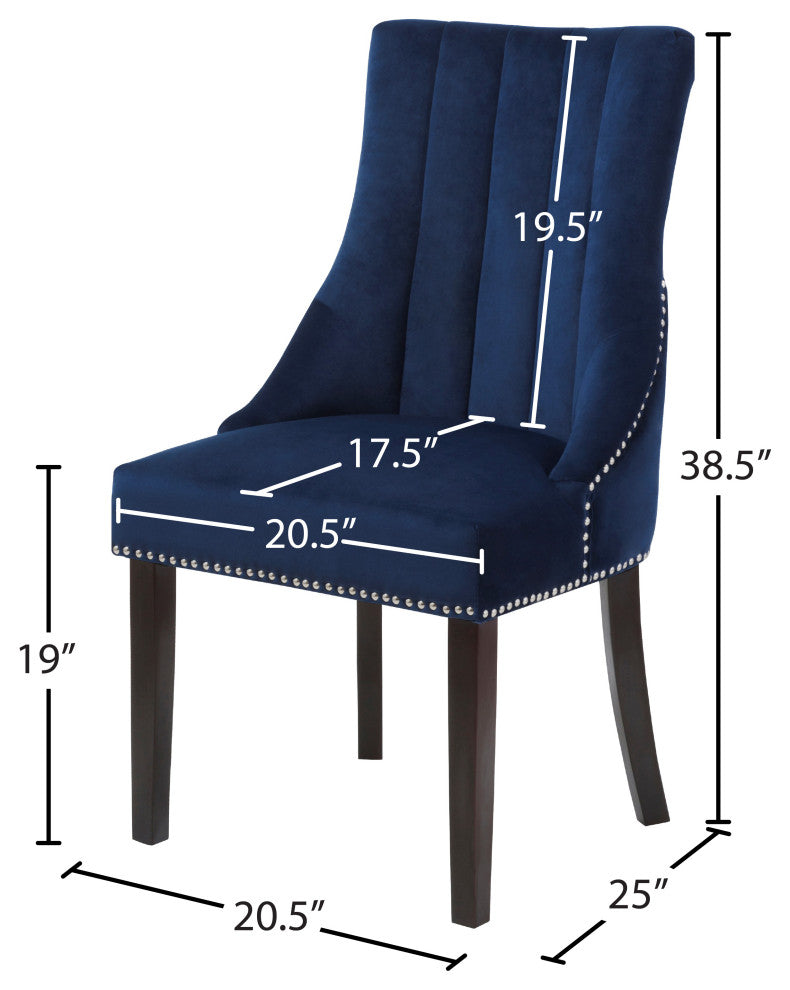 Oxford Velvet Upholstered Dining Chair (Set of 2), Navy