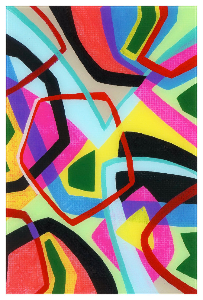 "Bold Shape Shift II" Frameless Free-Floating Reverse Printed Tempered Art Glass