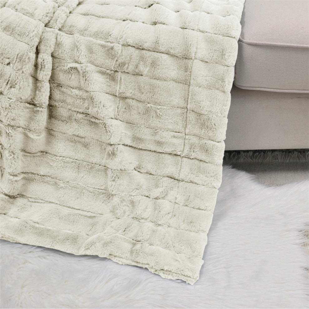 Super Mink Faux Fur Throw Blanket, Oatmeal, 60"x80"