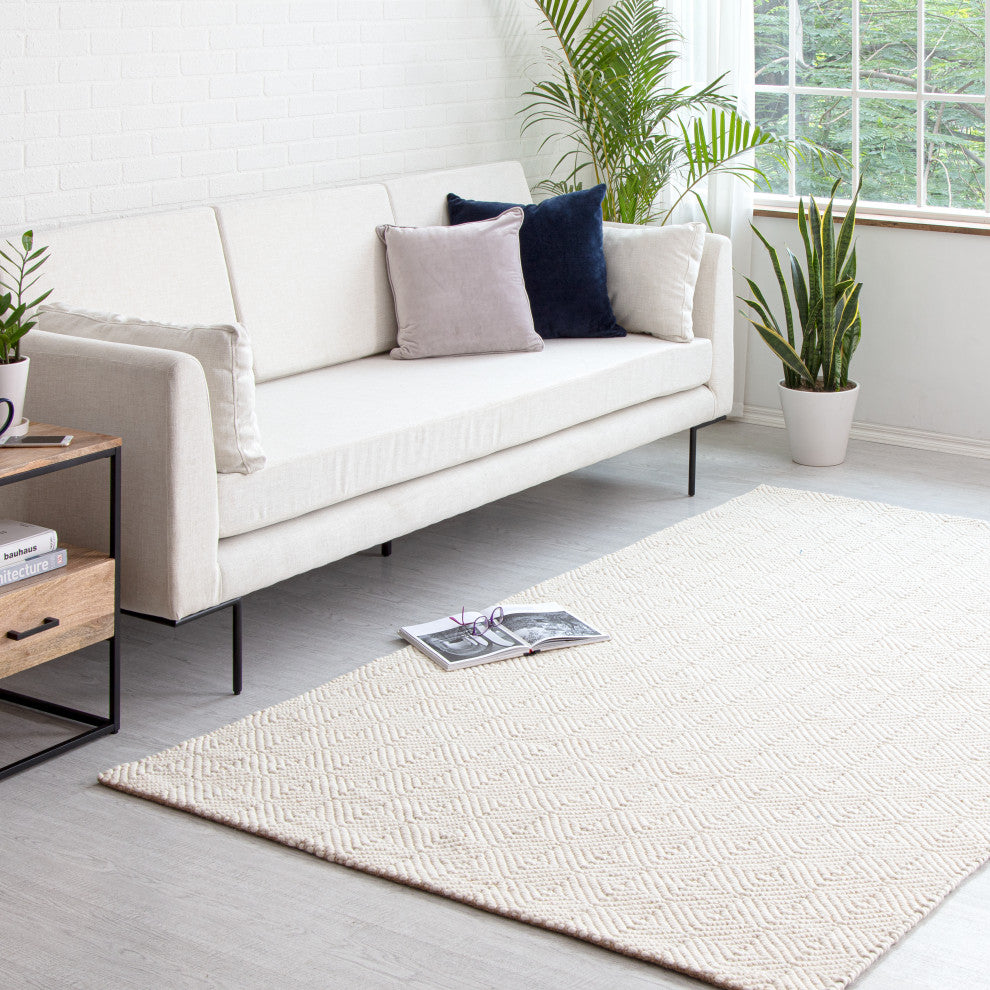 5' x 8' Chillon Natural and Wool Diamond Rectangle Area Rug