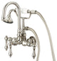 Vintage Classic 3-3/8" Center Wall Mount Tub Faucet & Handshower, Lever handles