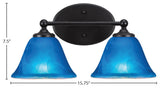 Capri 2-Light Bath Bar, Matte Black/Blue Italian