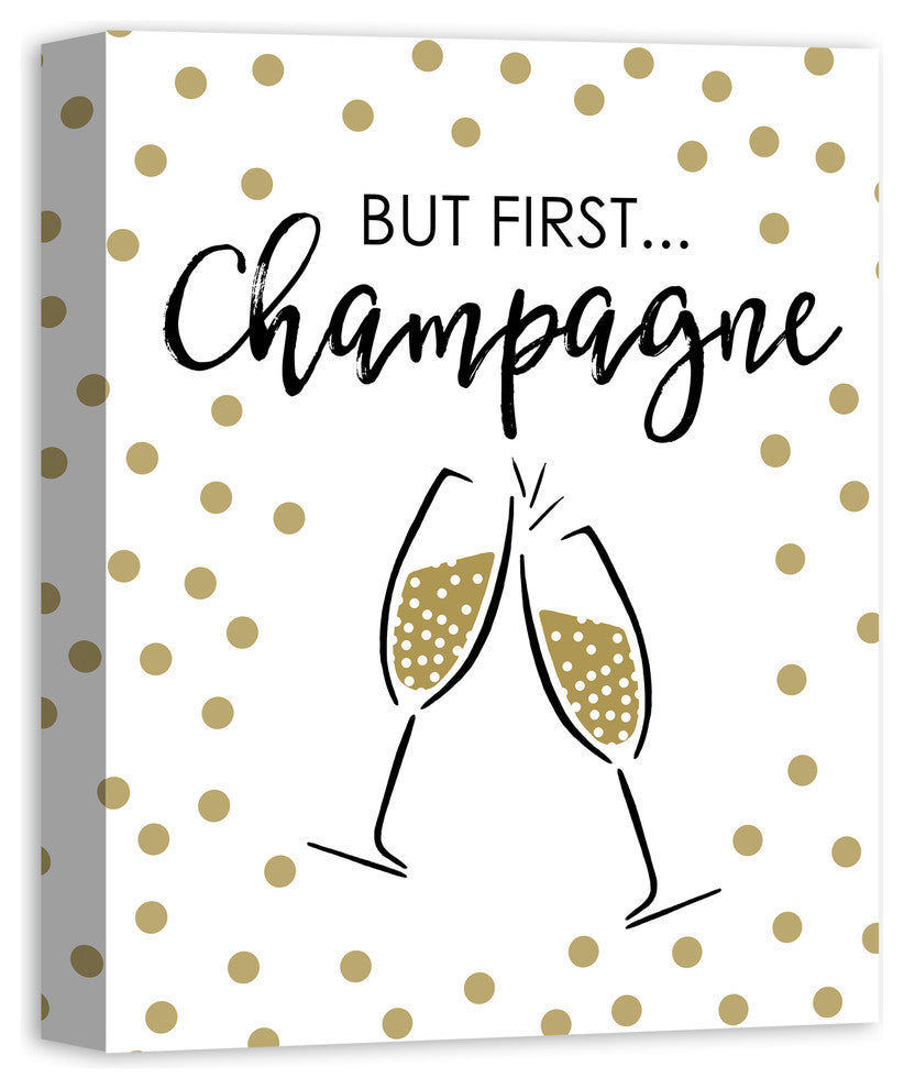 But First Champagne Canvas Wall Art, 16"x20"