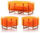 Mojow Yomi 3 Piece Living Room & Garden Set | Wooden Frame - Crystal Orange