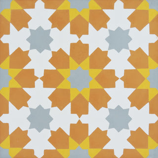 Ahfir Handmade Cement Tile, Orange/Yellow/Gray, Sample