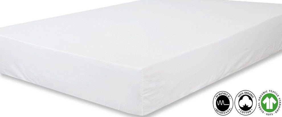 Organic Cotton Fitted Sheets, Extra Deep Pocket, Lustrous Sateen Weave, Set of 2