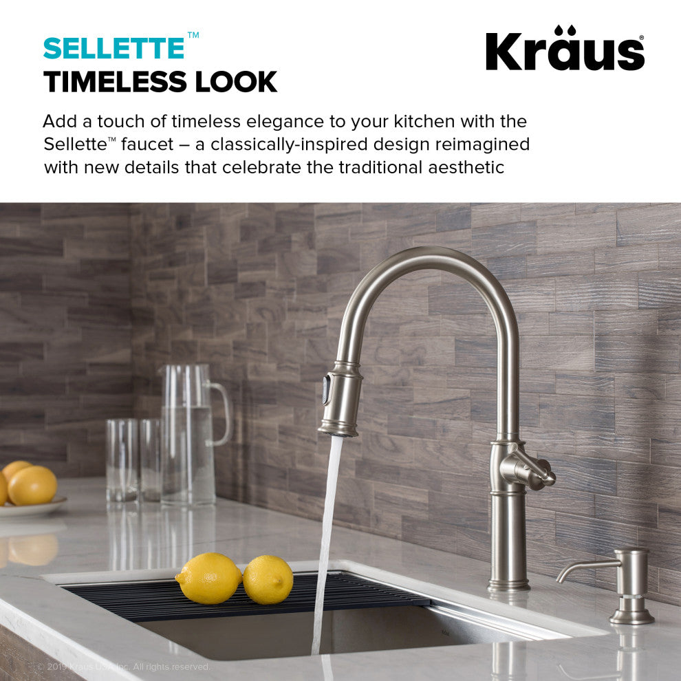 Kraus KPF-1682SFS Traditional Pulldown Kitchen Faucet In Spot Free S. Steel