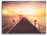 Surreal Wooden Pier at Sunset Landscape Photo Canvas Wall Art Prints, 12" X 16"