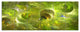 Golden Fractal Ornamental Glass, Abstract Canvas Art Print, 70"x28", 6 Panels