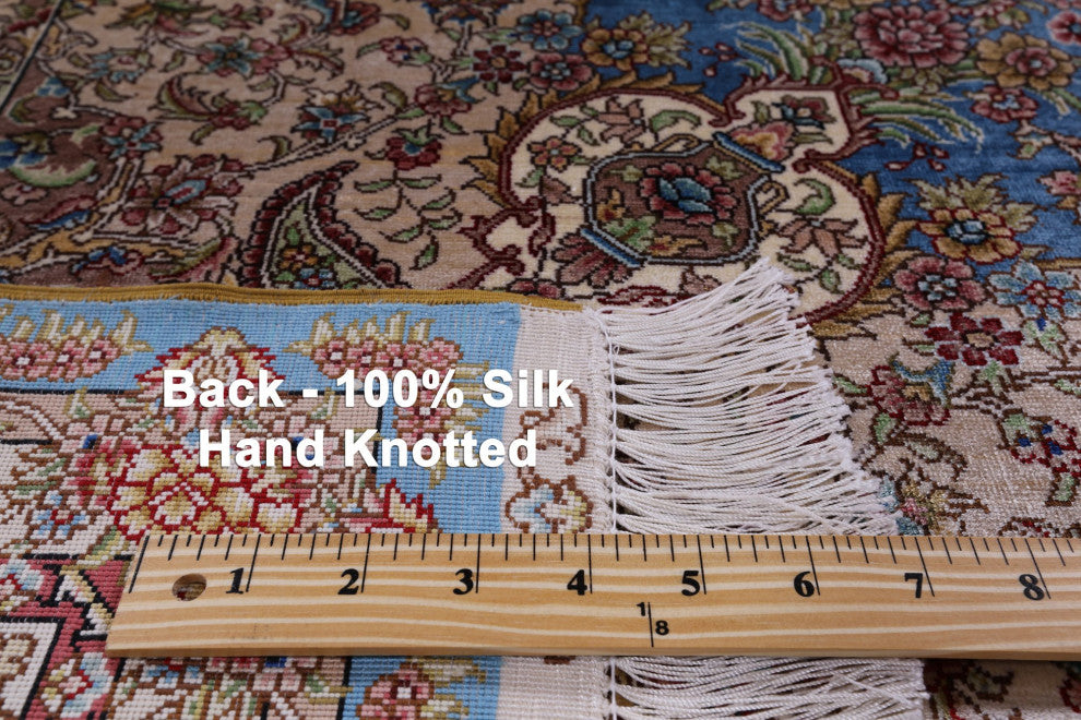 6' 0" X 9' 0'' Hand Knotted 100% Silk High End Persian Rug - Q4806