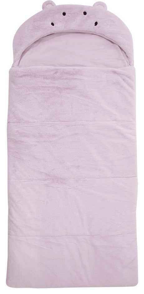 Toddler Size Plush Faux Fur Hooded Hippo Sleeping Bag