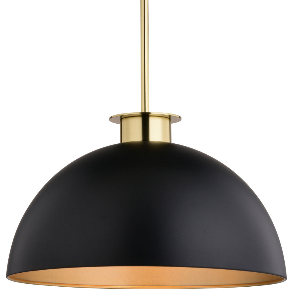 Vaxcel Lighting P0411 Devon 16"W Pendant - Matte Black / Satin Brass