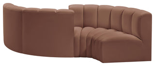 Arc Vegan Leather Upholstered 4-Pc. Facing Modular Sectional, Cognac