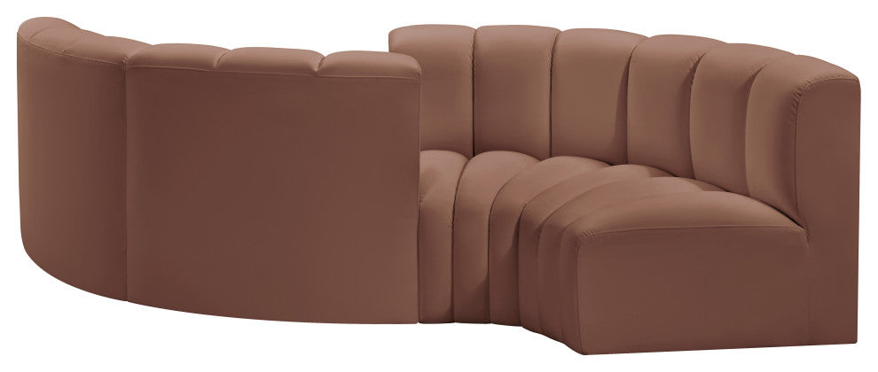 Arc Vegan Leather Upholstered 4-Pc. Facing Modular Sectional, Cognac