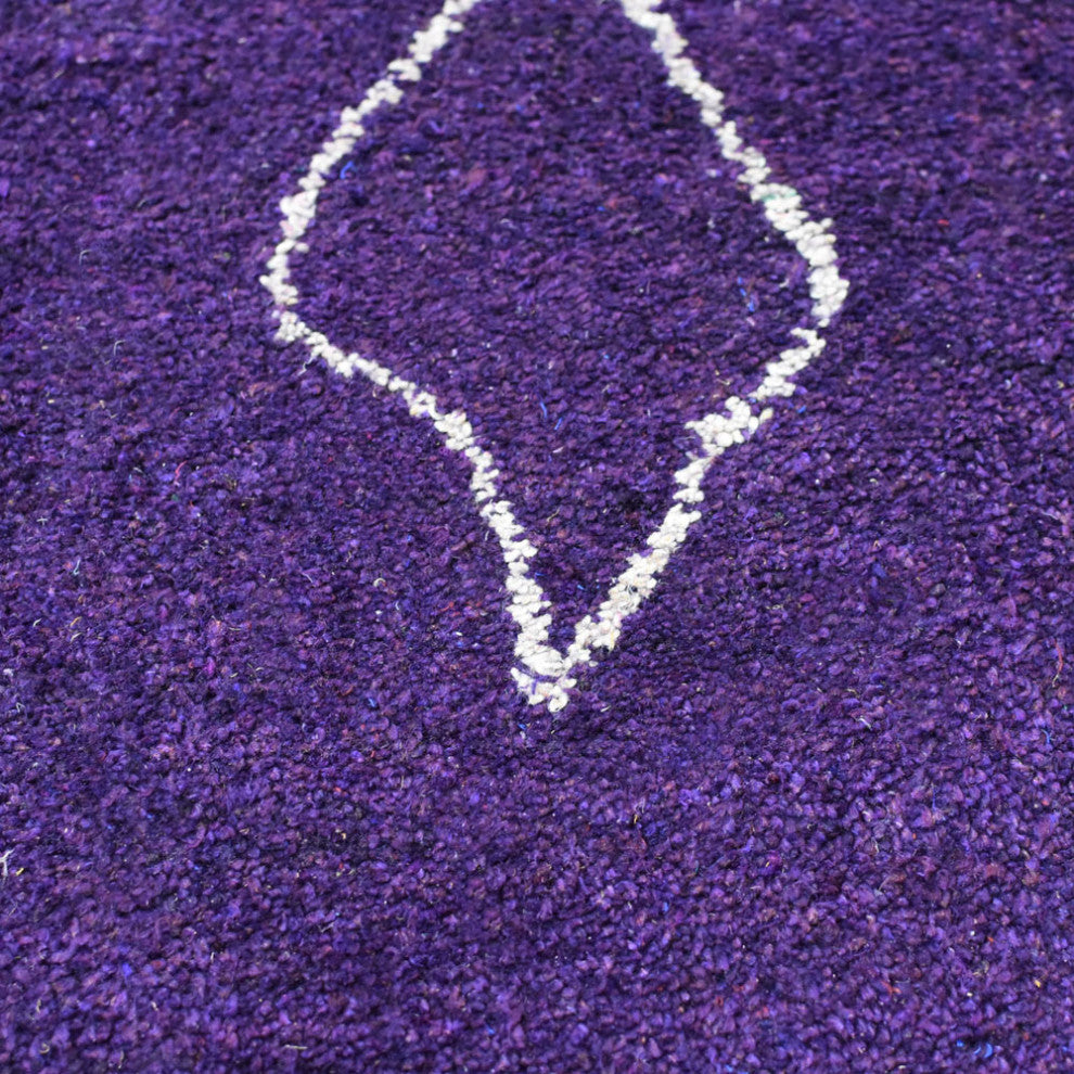 HAND KNOTTED LOOM SILK ECO-FRIENDLY RUG-9'x12',Rectangle,Purple White,Contempora