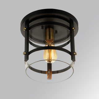 Maxim 2641 Capitol 10"W Flush Mount Ceiling Fixture - Black / Antique Brass