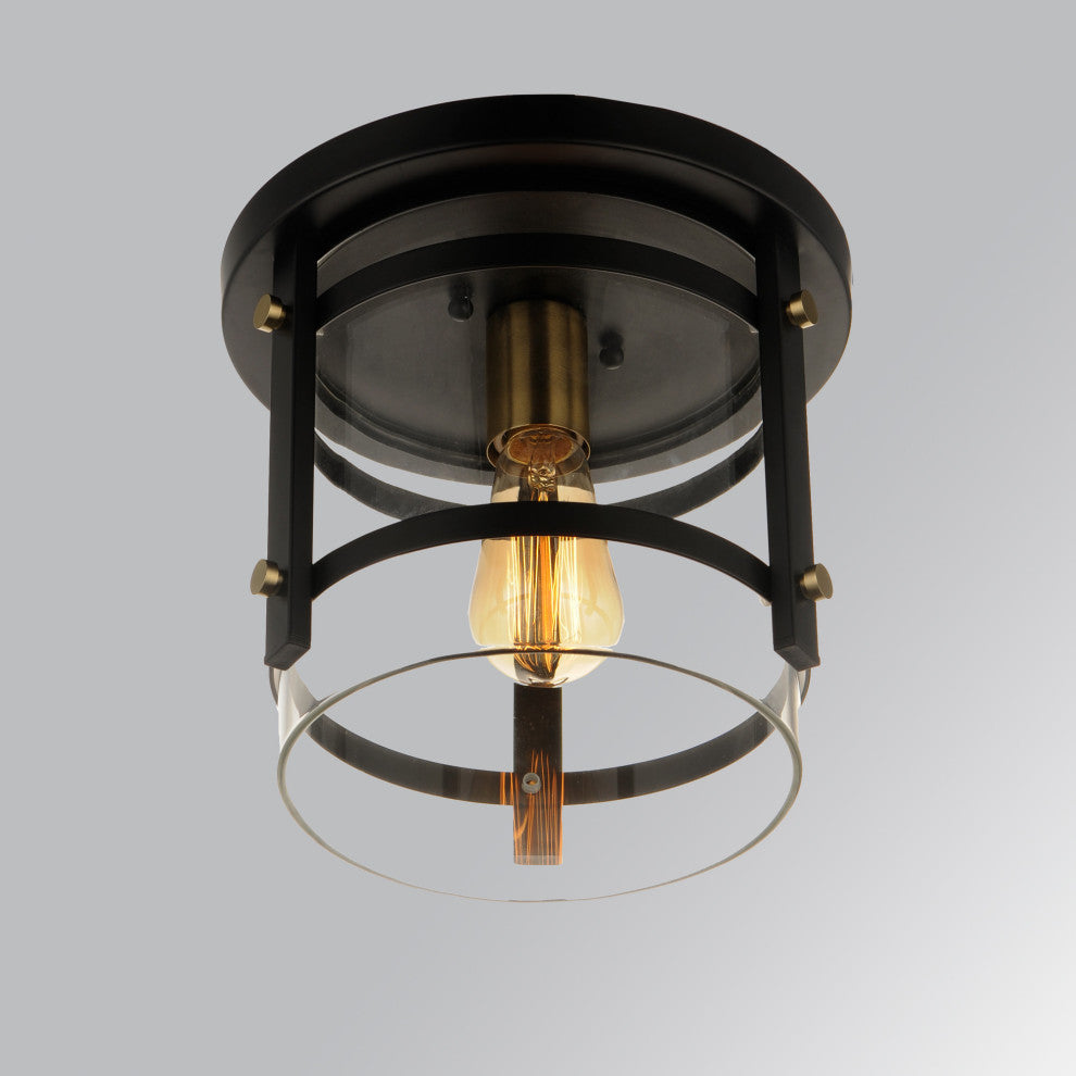 Maxim 2641 Capitol 10"W Flush Mount Ceiling Fixture - Black / Antique Brass