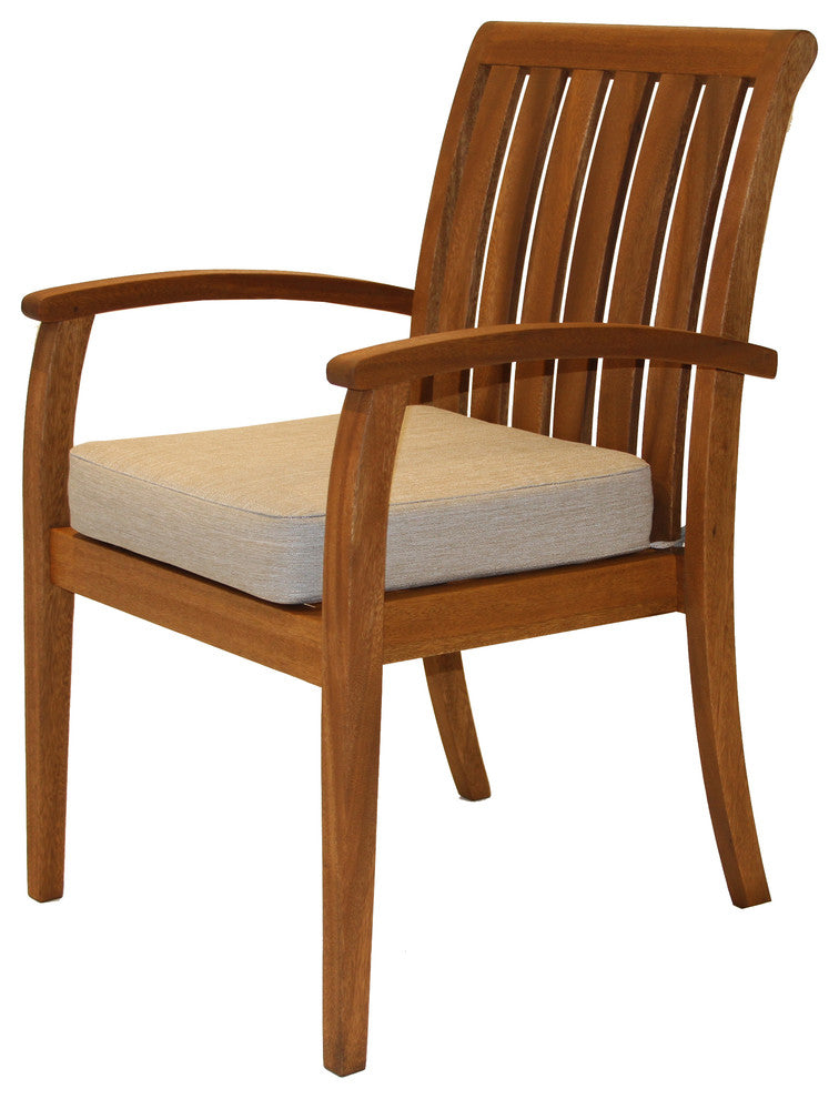 Cabos Eucalyptus Stacking Armchairs With Olefin Cushions, Set of 4