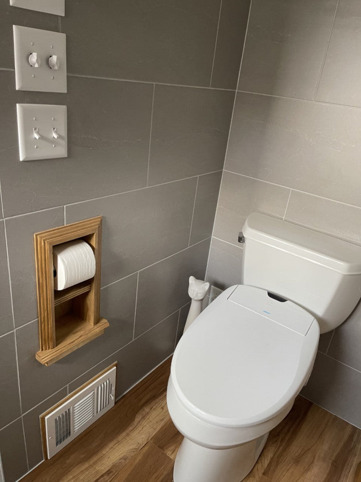 Bayshore Recessed Solid Wood Double Toilet Paper Holder 7 x 14.5