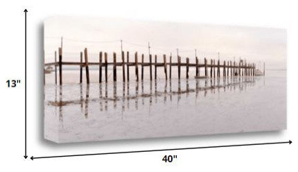 40" Old Fishing Pier Over Tranquil Waters Giclee Wrap Canvas Wall Art