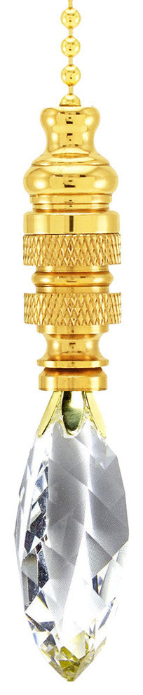 Swarovski Crystal Oval Swirl Ceiling Fan Pull, 3"h with 12" Polished Brass Chain