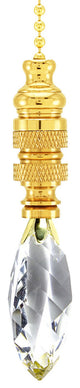 Swarovski Crystal Oval Swirl Ceiling Fan Pull, 3"h with 12" Polished Brass Chain