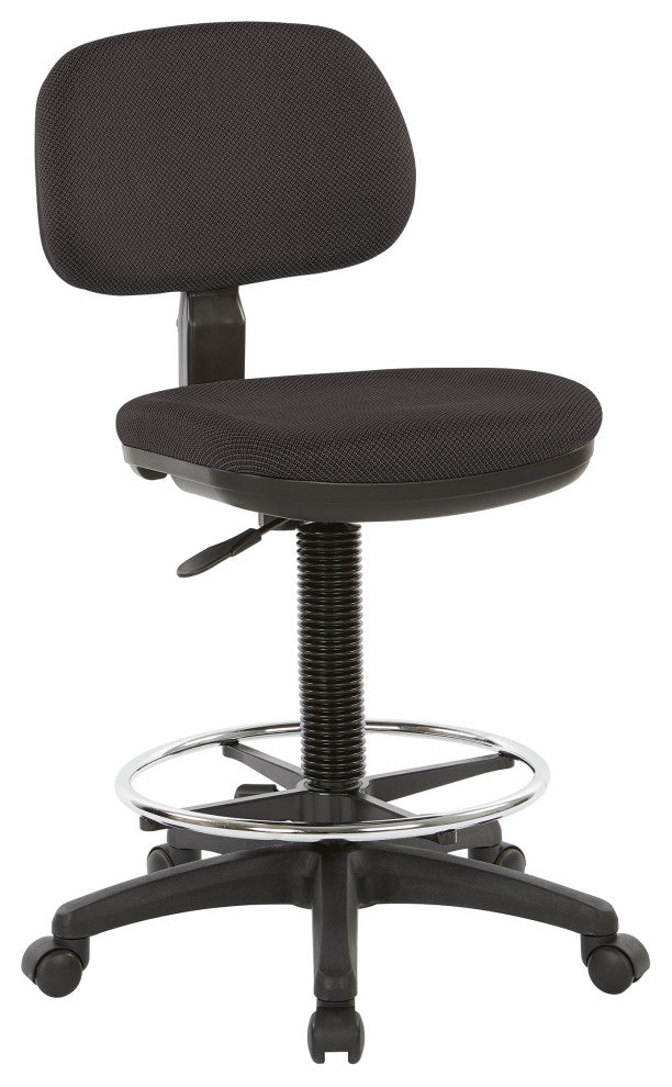 Sculptured Seat and Back Drafting Chair With Adjustable Foot Ring, Shale