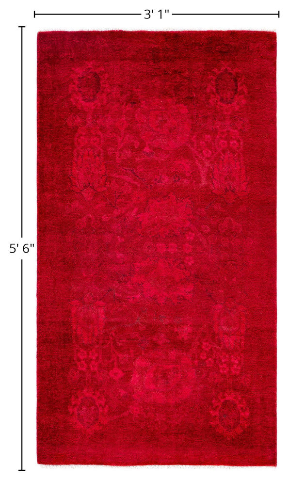 Overdyed One-of-a-Kind Hand-Knotted Area Rug Pink, 3' 1" x 5' 6"