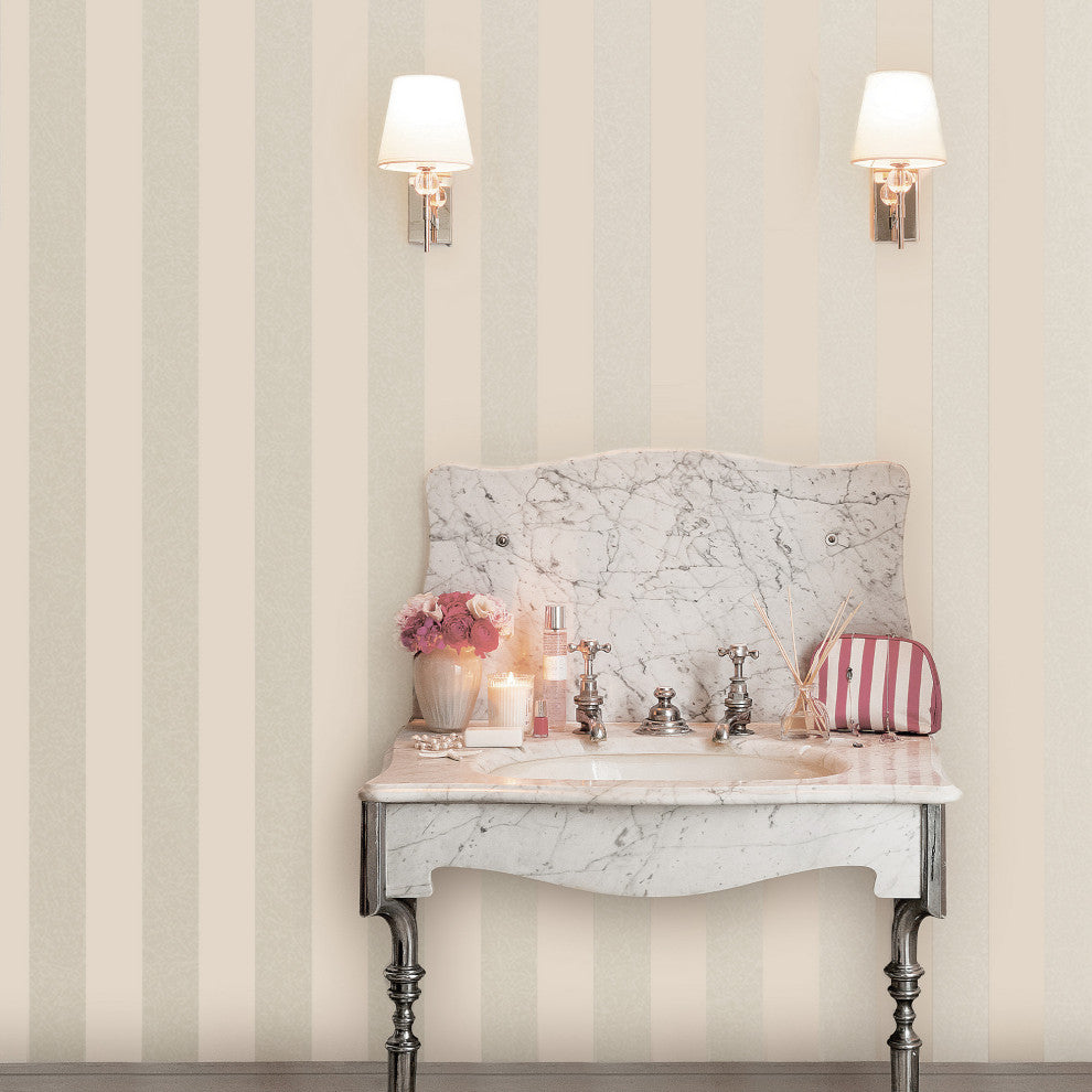 Laura Ashley Lille Pearlescent Stripe Wallpaper, Linen