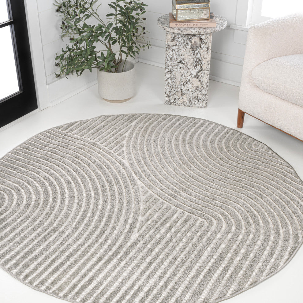 Hallie High-Low Minimalist Curve Geometric Indoor/Outdoor Area Rug