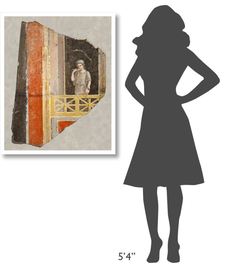 "Fresco Fragment:  Woman on a Balcony" Print 1st Century Roman Artisan, 30"x37"