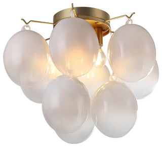 Globo - 4-Light Semi-Flush Mount - Milky White Glass/Brass