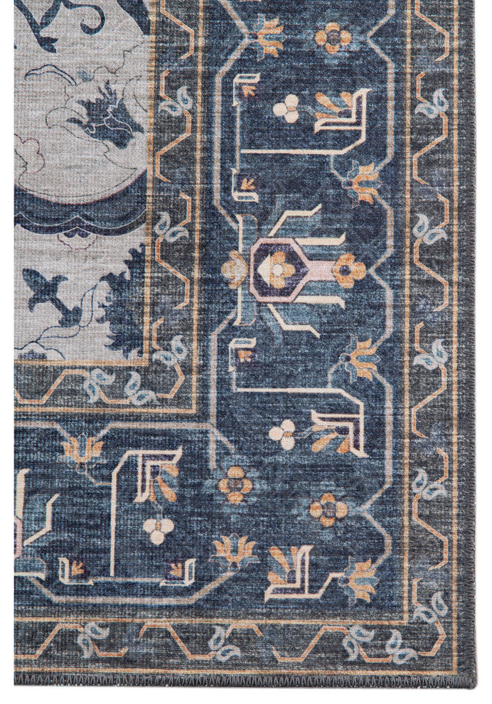 Amer Rugs Myra Shantalle MYR-7 Royal Blue Power-loomed - 2'8" X 10' Runner