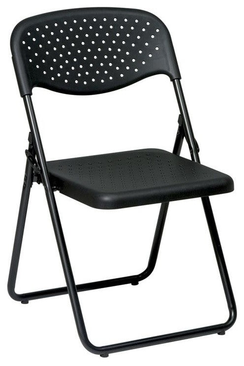 Folding Chair With Plastic Seat and Back, Set of 4, Black