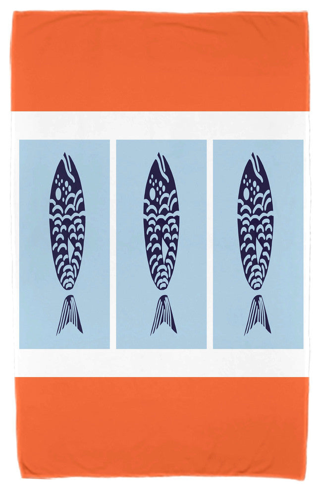 30"x60" Fish Chips, Animal Print Beach Towel, Orange