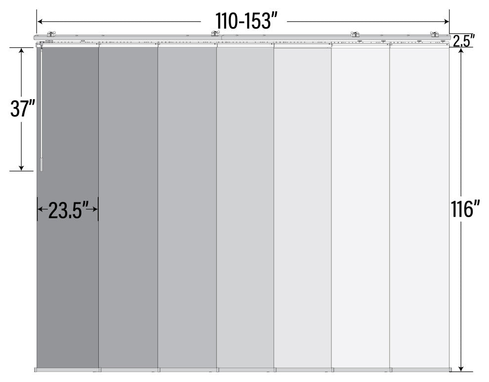 Fidel 7-Panel Track Extendable Vertical Blinds 110-153"W