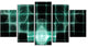Blue Bat on Rader Screen, Contemporary Canvas Art Print, 60"x32", 5 Panels