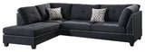 Benzara BM168761 Polyfiber 3 Pieces Sectional Set With Ottoman, Black