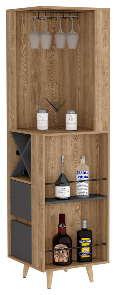 Corner Bar Cabinet Caguas, Living Room, Pine / Matt Gray