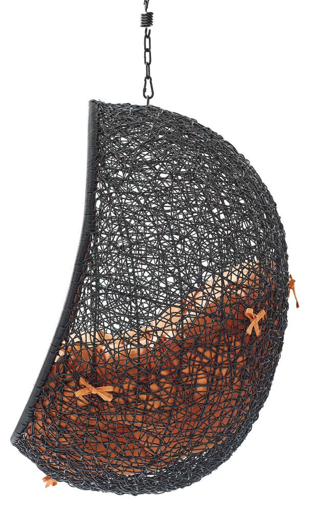 Swing Lounge Chair, Black Orange, Outdoor Patio Balcony Cafe Bistro Garden