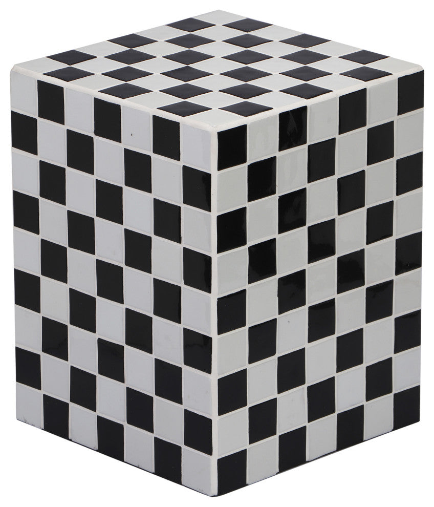 Callista 18" Modern Bohemian Ceramic Tiled Rectangle End Table