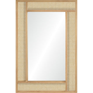 Wren Rectangular Rattan And Pine Wood Wall Mirror