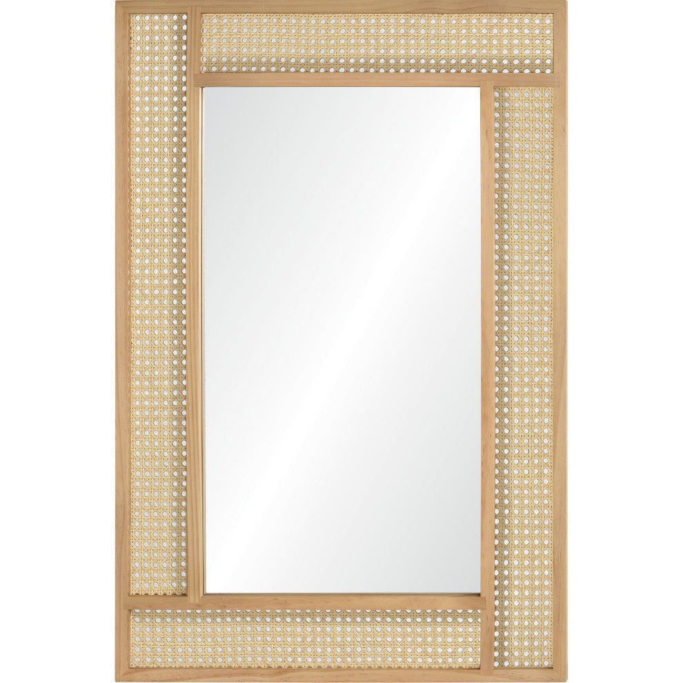 Wren Rectangular Rattan And Pine Wood Wall Mirror
