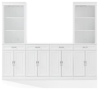 Crosley Furniture Stanton 3-PC Wood/Metal Sideboard And Bar Cabinet Set in White