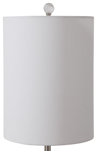 Soft Blue Mottled Ceramic Tall Shade Buffet Lamp Silver Elegant