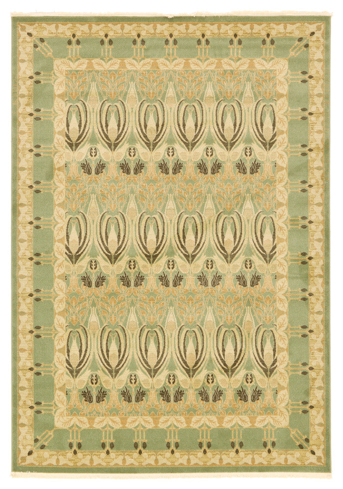 Unique Loom Light Green Carnation Edinburgh 7'x10' Area Rug